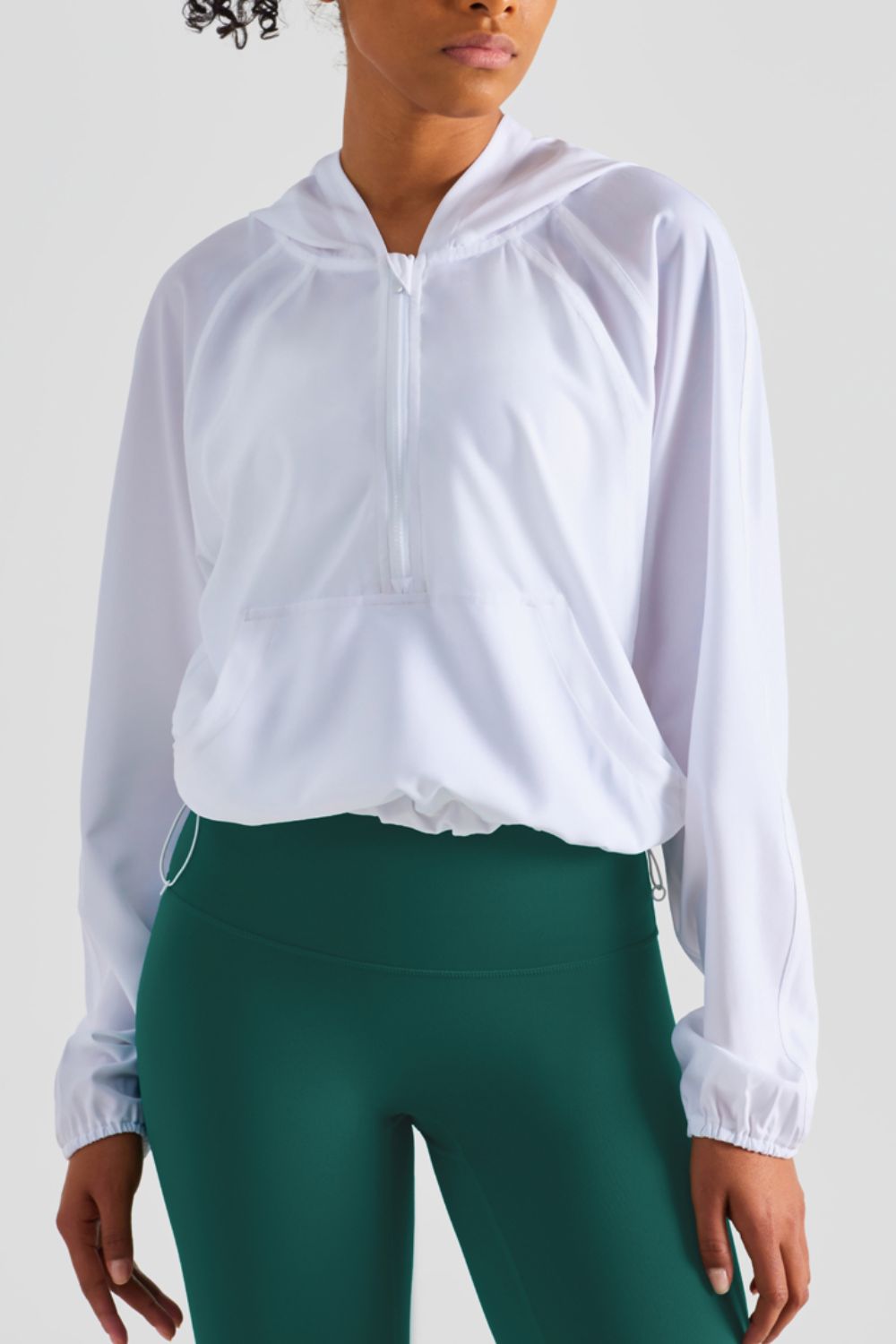 HALF-ZIP HOODED SPORTS TOP - Evolve Elegance Boutique