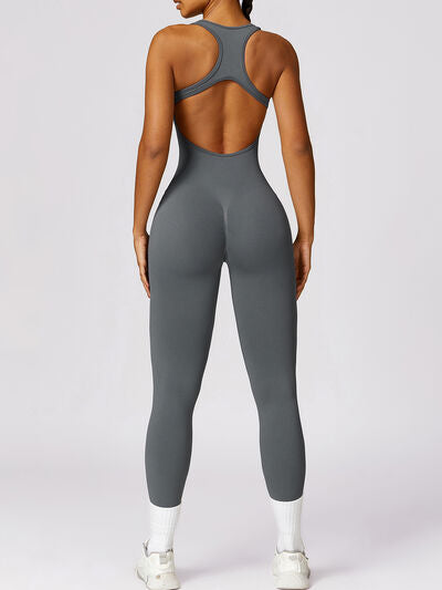 CUTOUT RACERBACK ACTIVE JUMPSUIT - Evolve Elegance Boutique