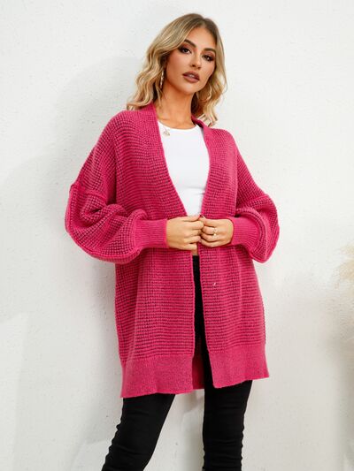 OPEN FRONT DROPPED SHOULDER CARDIGAN - Evolve Elegance Boutique
