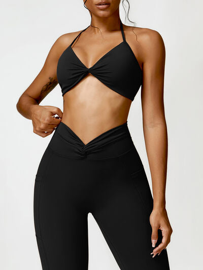 TWISTED HALTER NECK ACTIVE BRA - Evolve Elegance Boutique