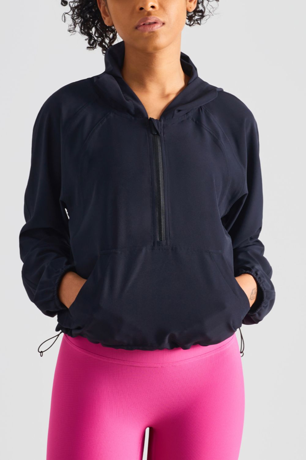 HALF-ZIP HOODED SPORTS TOP - Evolve Elegance Boutique