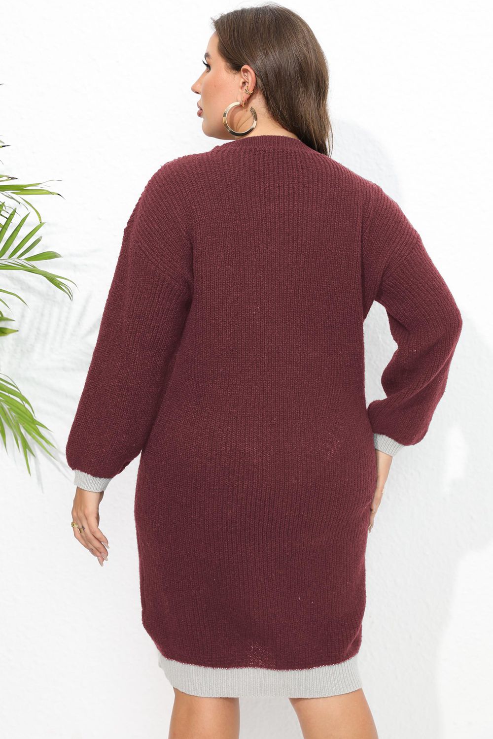 PLUS SIZE LONG SLEEVE SWEATER DRESS - Evolve Elegance Boutique