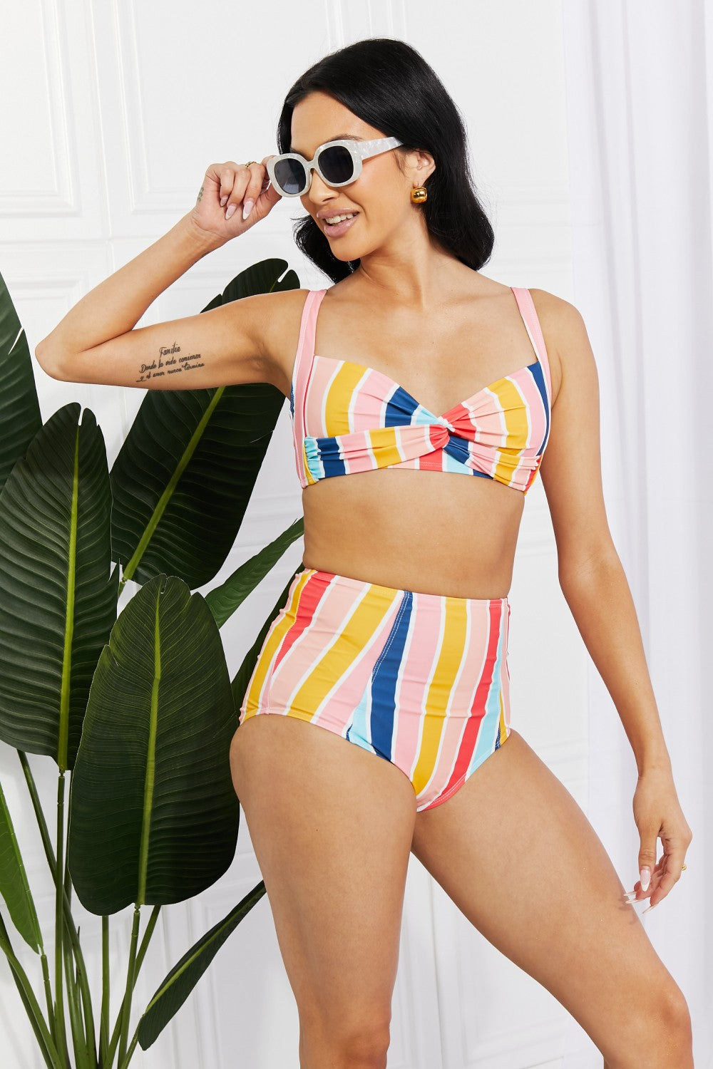 MARINA WEST SWIM TAKE A DIP TWIST HIGH-RISE BIKINI IN STRIPE - Evolve Elegance Boutique