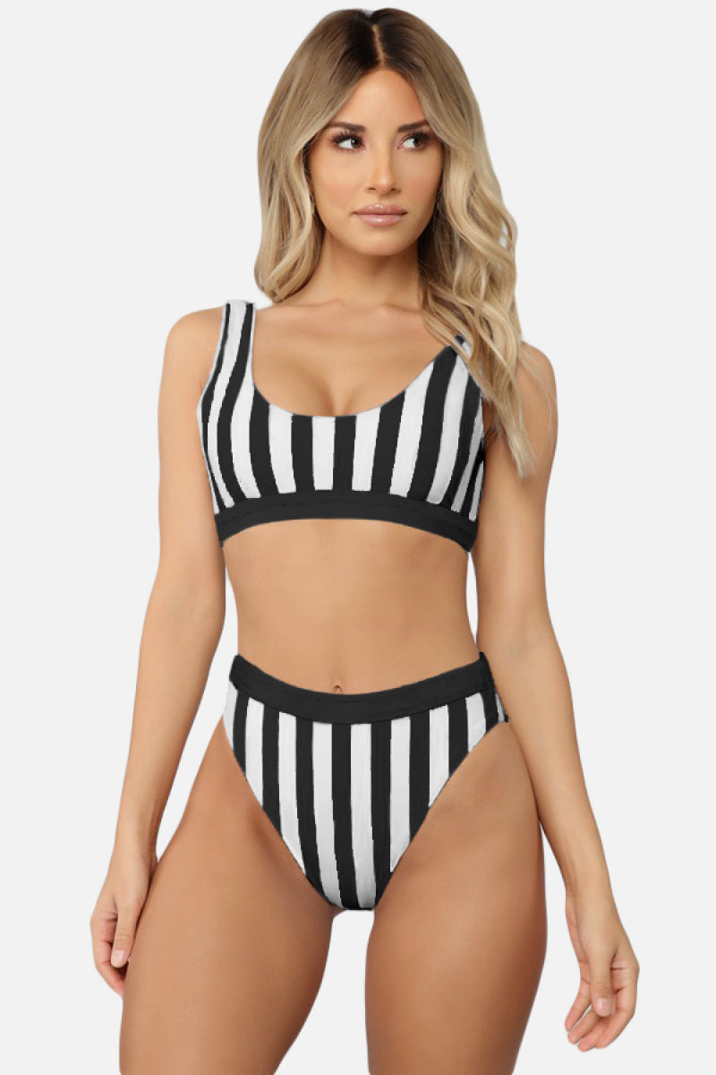 STRIPED TANK HIGH WAIST BIKINI - Evolve Elegance Boutique