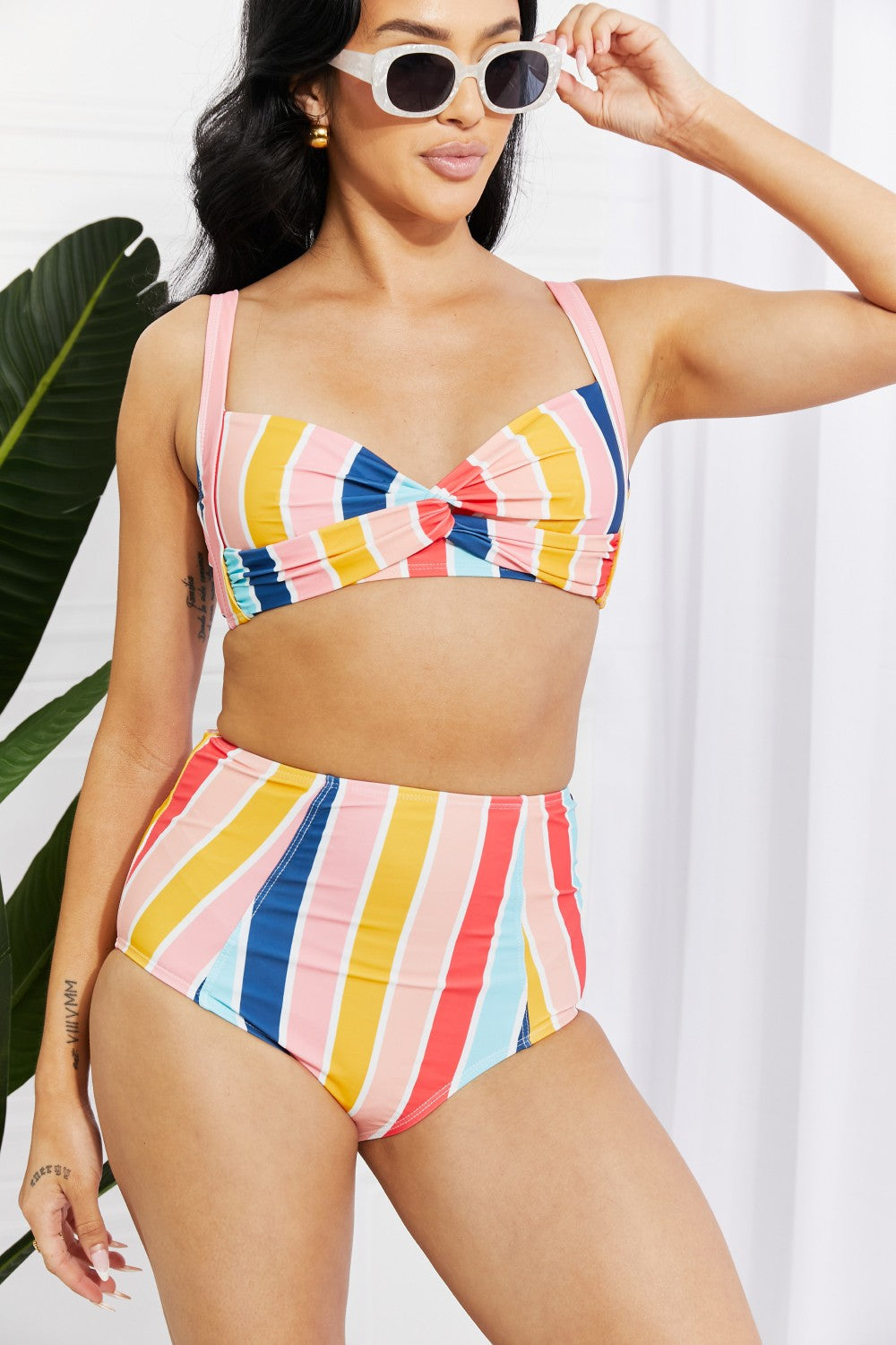 MARINA WEST SWIM TAKE A DIP TWIST HIGH-RISE BIKINI IN STRIPE - Evolve Elegance Boutique