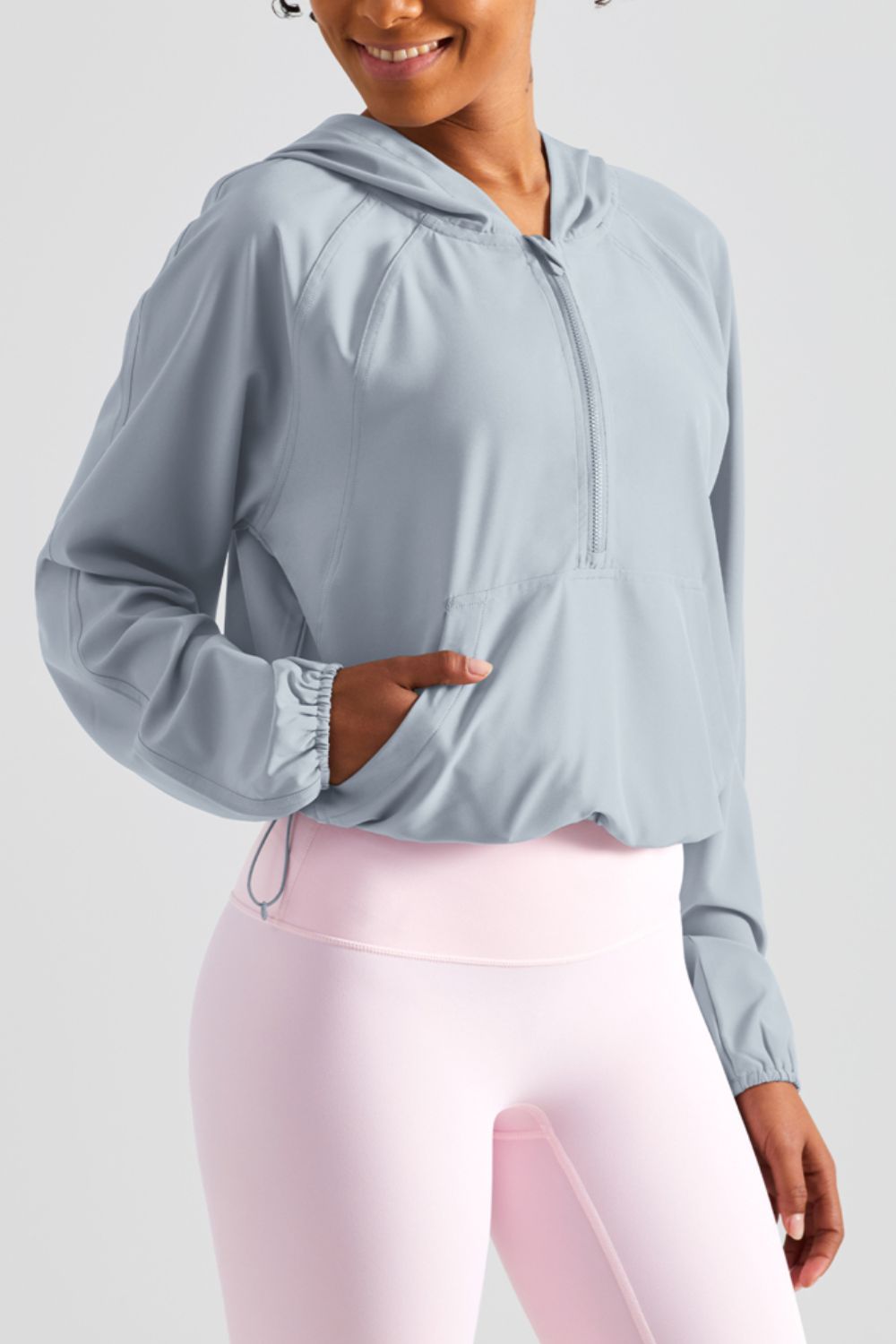 HALF-ZIP HOODED SPORTS TOP - Evolve Elegance Boutique