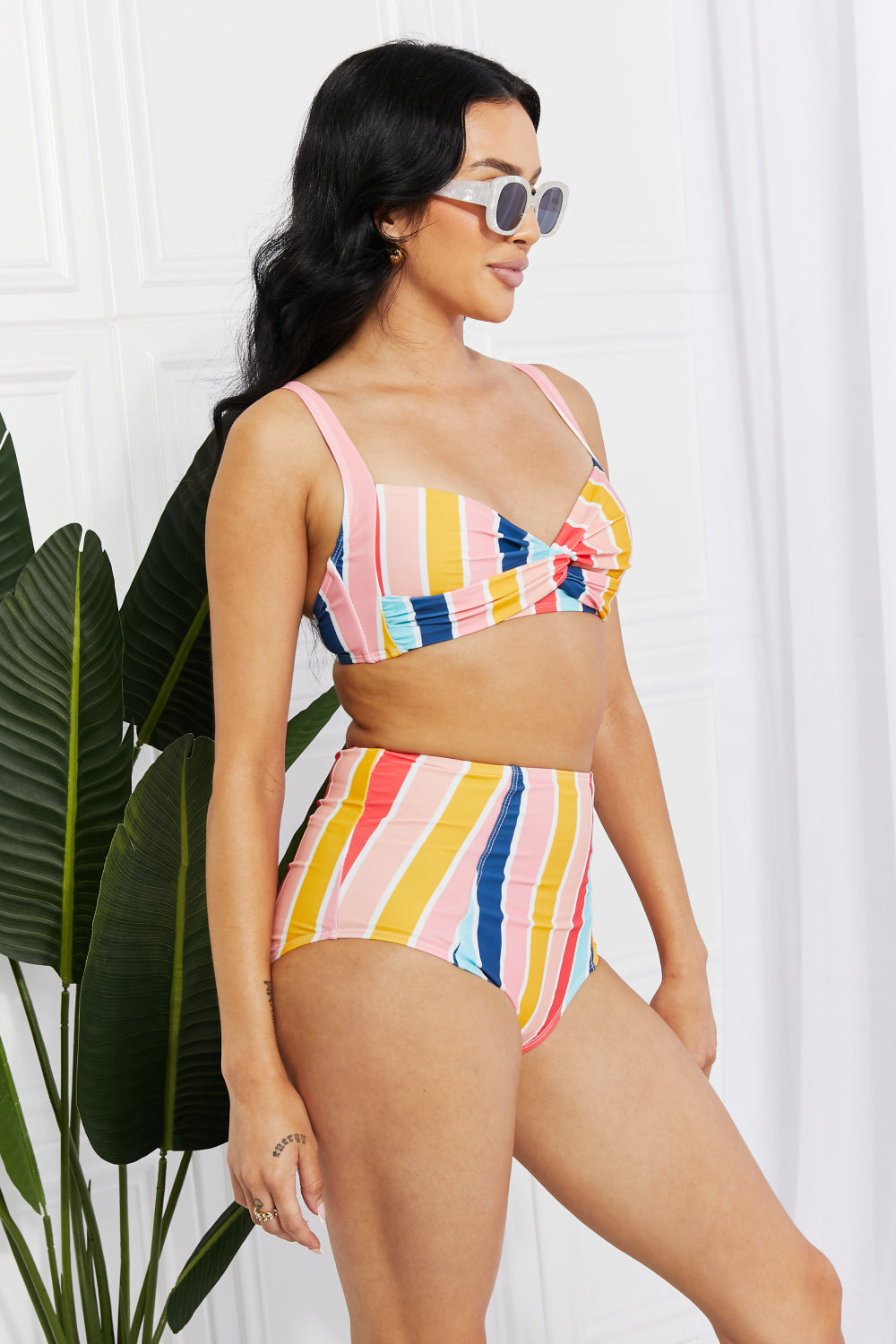 MARINA WEST SWIM TAKE A DIP TWIST HIGH-RISE BIKINI IN STRIPE - Evolve Elegance Boutique