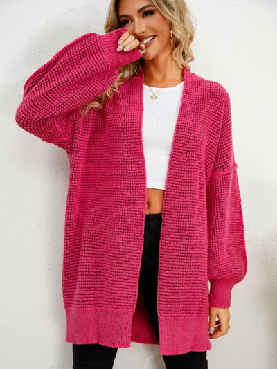 OPEN FRONT DROPPED SHOULDER CARDIGAN - Evolve Elegance Boutique