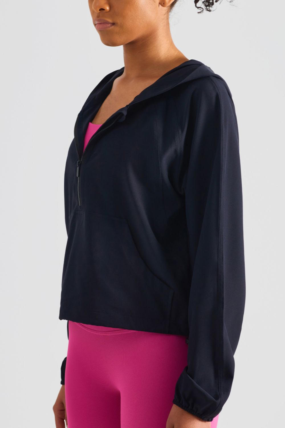 HALF-ZIP HOODED SPORTS TOP - Evolve Elegance Boutique