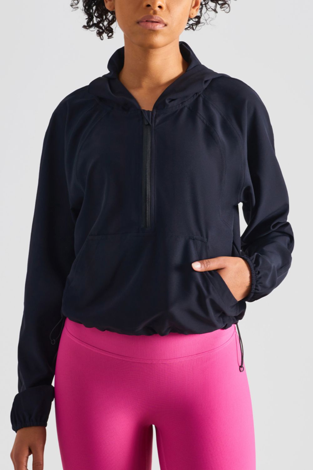 HALF-ZIP HOODED SPORTS TOP - Evolve Elegance Boutique