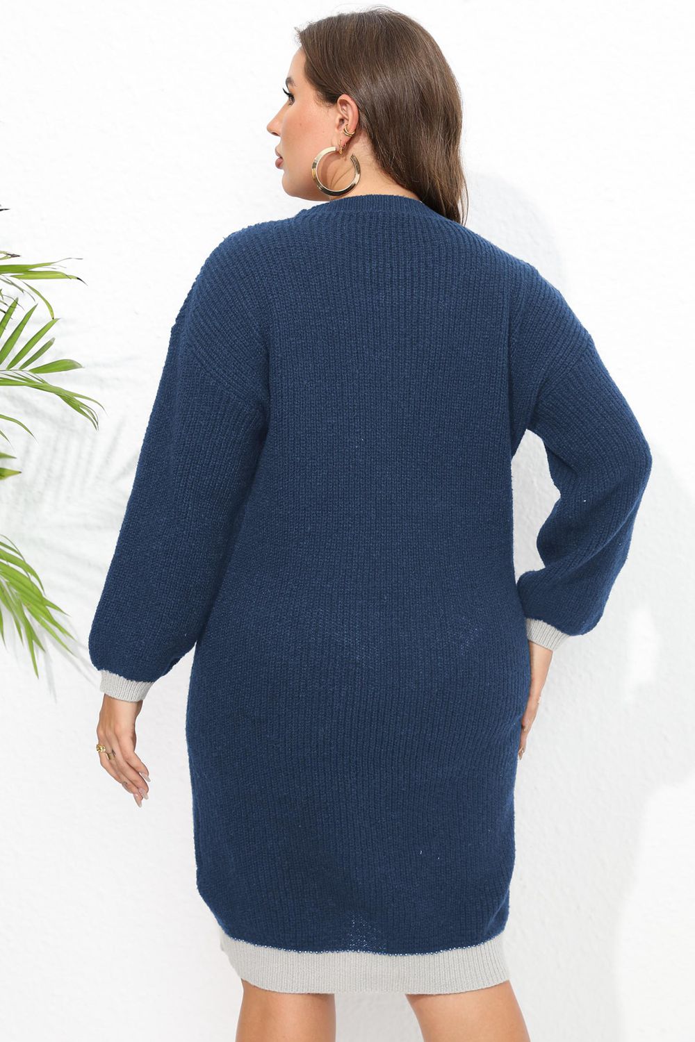 PLUS SIZE LONG SLEEVE SWEATER DRESS - Evolve Elegance Boutique