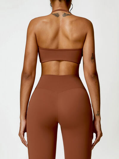 TWISTED HALTER NECK ACTIVE BRA - Evolve Elegance Boutique