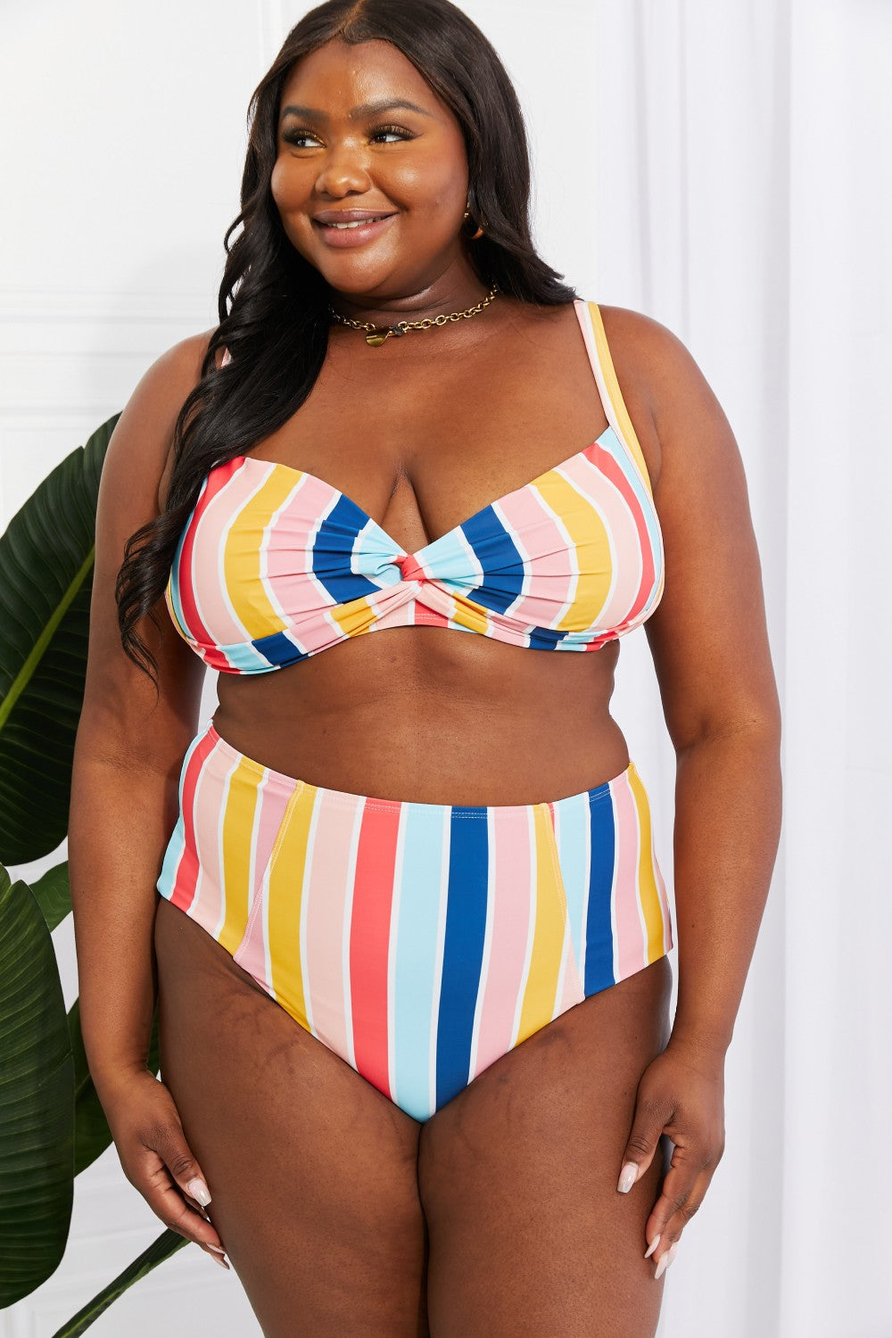 MARINA WEST SWIM TAKE A DIP TWIST HIGH-RISE BIKINI IN STRIPE - Evolve Elegance Boutique